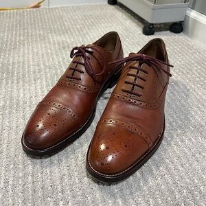 Johnston & Murphy Conard Cap Toe Brogue Oxfords Tan Size 9.5 D